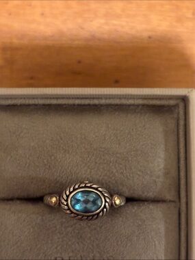 Samuel Benham Serling silver/14k gold blue topaz ring. Like new